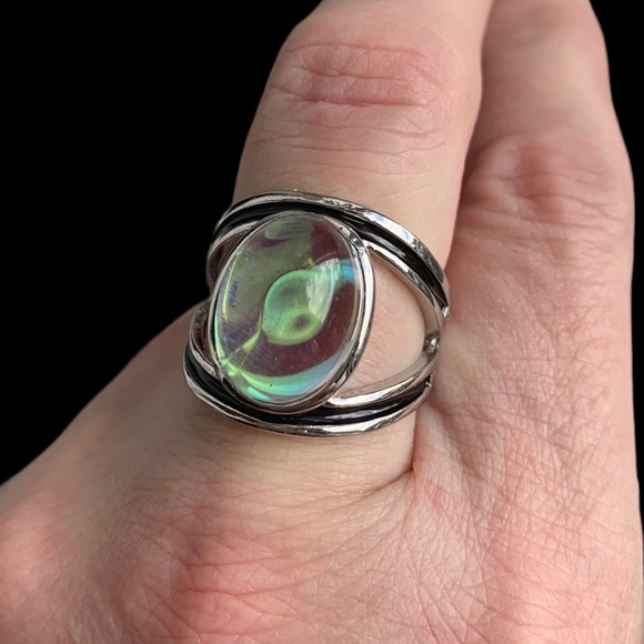 Rainbow of Colors Faux Moonstone Fashion Ring Woman’s Jewelry Mood Ring - Picture 8 of 11